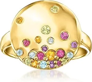 Ross-Simons 0.41 Ct. T.W. Multi-Gemstone Disc Ring In 18kt Gold Over Sterling