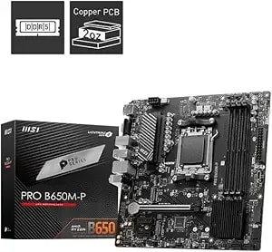 Msi Pro b650m-P Proseries Motherboard (Amd Ryzen 9000/8000/7000 Series Processors, am5, ddr5, Pcie 4.0, M.2, Sata 6gb/S, Usb 3.2 Gen 2, Hdmi/Dp, 2.5gbps Lan, Matx)