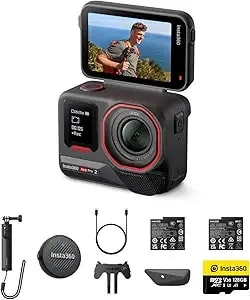 insta360 Ace Pro 2 Vlog Bundle Dual Battery No Sd Card- 8k Waterproof Action Camera Co-Engineered With Leica, 1/1.3" Sensor, Dual Ai Chip, Leading Low Light, Superior Audio, Flip Screen