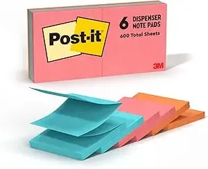 Post-It Pop-Up Notes, 6 Sticky Note Pads, 3 X 3 In., School Supplies, Office Products, Accordion Sticky Notes Work With Pop-Up Note Dispenser, Poptimistic Collection