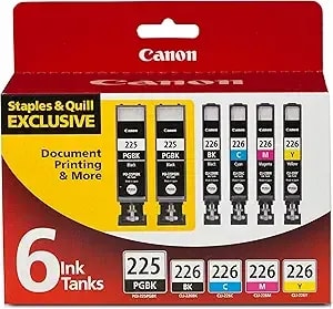 Canon Pgi-225/Cli-226 Genuine Six Color Value Pack, Compatible With ip4820, ip4920, ix6520, mg5120, mg5220, mg5320, mg6120, mg6220, mg8120, mg8220, mx712, mx882, And mx892 Printers