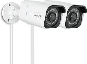 Reolink 4k/8mp Security Bullet Poe Ip Camera,Surveillance Outdoor Indoor,Human/Vehicle/Pet Detection,100ft Ir Night Vision,Work With Smart Home,Up To 512gb Microsd Card,Rlc-810a(Pack Of 2)