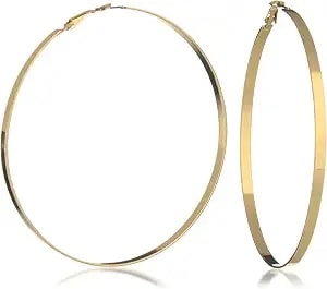 Guess Goldtone Extra Large Steel Smooth Hoop Earrings
