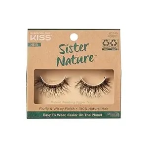 Kiss Sister Nature False Eyelashes, 'Dawn', 12 Mm, 100% Natural Hair, Recyclable Paper Box, Printed With Soy Ink, Cruelty Free, Vegan, Includes 1 Pair Of Reusable Strip Lashes