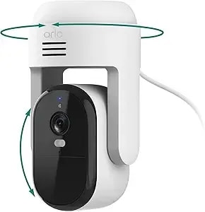 Arlo Essential Pan Tilt Security Camera 2k - Wired Plug-In Power Outdoor Camera, Person Recognition, Package Detection, Animated Preview, 1-Month Trial Of Secure Plan, Auto Motion Tracking, 1 Cam