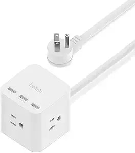 Belkin 6-Outlet Power Cube W/ 3 Ac Outlets, 3 Usb-A Ports, & 5ft Sturdy Extension Cord - Convenient Compact Cube For Home, Office, Travel, Desktop, & Phone Charger - 4.5 Amps
