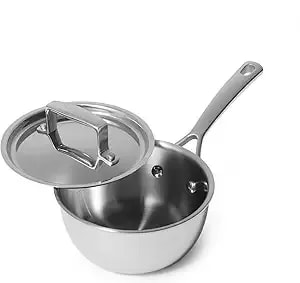 Sur La Table Classic 5-Ply Stainless Steel Saucepan, 5-Ply Construction For Even Heat, Precise Saucing And Everyday Stovetop Cooking