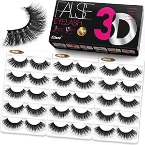 Eliace False Eyelashes 15 Pairs Lashes Natural Look Cat Eye Lashes Wispy, 3d Mink Lashes Fluffy Long Thick, Fake Eyelashes Cross Wispy Volume Lash Soft Reusable Dramatic, Sierra Style