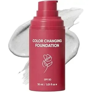 Korean Color Changing Foundation, Automatically Adjusts Liquid Foundation For Women, With Spf 50, Deep Hydration & Refines Pores, Medium To Full Coverage Cream For Mature Skin, 30ml / 1.01 Fl Oz