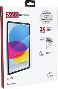 Zagg Invisibleshield Glass Screen Protector For Ipad a16 2025 11th/10th Generation 2022 10.9 Inch - 3x Stronger Tempered Glass, Impact & Scratch Protection, Anti-Fingerprint, Easy Install, Clear
