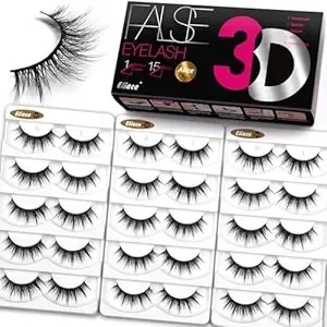 Eliace False Eyelashes Natural Look Cat Eye Lashes Wispy Strips 3d Mink Lashes Fake Eyelashes Volume Fluffy Thick,Thin Soft Band Comfortable Dramatic Cross Wispy Lash Reusable,Alice Style 15 Pairs