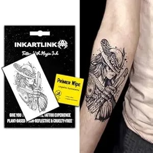 Inkartlink Semi Permanent Tattoo, Temporary Arm Tattoos, Beautiful And Realistic Design, Fun Tattoo Experience, Cruelty-Free, Non-Reflective, Waterproof (Queen'S Knight)