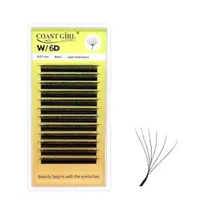 Coast Girl 6d W Lashes Premade Volume Fans Eyelash Extensions 0.07mm C Curl (6d W 0.07 C, 10mm)