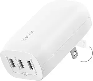 Belkin 3-Port Usb C Charger Block 67w - Pps, Usb-C Pd 3.1 Enabled Fast Charging Charger For Iphone 17, Macbook Pro, Airpods, Samsung Galaxy s25, Google Pixel 10, Nintendo Switch 2 & More - White
