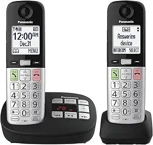 Panasonic Cordless Phone, Easy To Use With Large Display & Big Buttons, Flashing Favorites Key, Flashlight, Call Block, Volume Boost, Talking Caller Id, House Phones, 2 Cordless Handsets - Kx-tgu432b