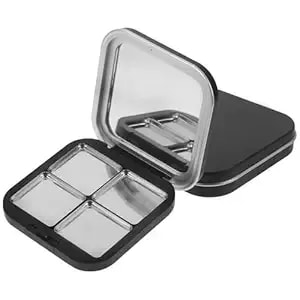 Kallory Empty Eyeshadow Palettes Magnetic Makeup Container Compact Portable 3-Grid Case For Diy Blush Lipstick Eyebrow Powder Storage