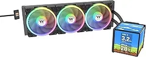 Thermaltake Minecube 360 Ultra Cpu Liquid Cooler; Intel/Amd Compatible; 3x120mm 500~2000rpm Swafan Ex Argb; Magforce 2.0. 4x 3.95 Tft Lcd Screens; Swappable Fan Blades; Black; Cl-w481-pl12sw-A