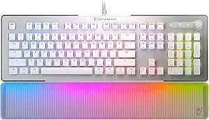 Turtle Beach Vulcan Ii Max – Optical-Mechanical Pc Gaming Keyboard, Customizable Rgb Illuminated Keys And Palm Rest, Smart Keys, Titan Ii Smooth Linear Switches, 200m Keystroke Durability – White