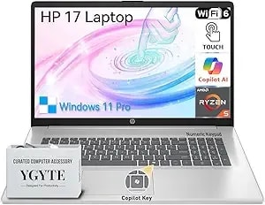 Hp 17 Inch Touchscreen Laptop Computer, 17.3" Hd+ Touch Screen Business Laptop, Amd Ryzen 5 (6-Cores), 64gb Ram 2tb Ssd, Windows 11 Pro, 10-Key Number Pad