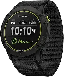 Garmin Fenix Enduro, Ultraperformance Multisport Gps Watch With Solar Charging Capabilities, Battery Life Up To 80 Hours In Gps Mode, Carbon Gray Dlc Titanium With Black Ultrafit Nylon Band