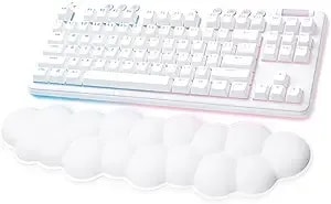 Logitech g715 Wireless Mechanical Gaming Keyboard With Lightsync Rgb, Lightspeed, Linear Switches (Gx Red), And Keyboard Palm Rest, Pc/Mac Compatible - White Mist