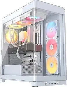 Corsair Frame 4500x Rs Argb Panoramic Mid-Tower Pc Case – 3x Pre-Installed Fans, High Airflow, Modular Design, Gpu Anti-Sag, Reverse Connection Motherboard Compatible – White