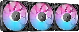 Corsair Icue Link rx120 Rgb 120mm Pwm Fans With Icue Link System Hub - Magnetic Dome Bearing - Triple Pack - Black
