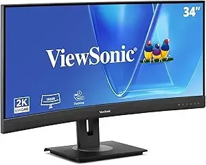 Viewsonic vg3456ca 34 Inch 1440p Ultrawide Docking Monitor, Curved Ips Display For Smooth Home And Office Productivity, Full Ergonomic Adjustability, 100w Usb-C, rj45, And Hdmi Inputs