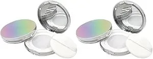 Beaupretty 2pcs Loose Powder Compact Box Empty Refillable Powder Holder Portable Mini Cosmetic Case With Puff Mirror Elasticated Net Sifter Diy Makeup 5g