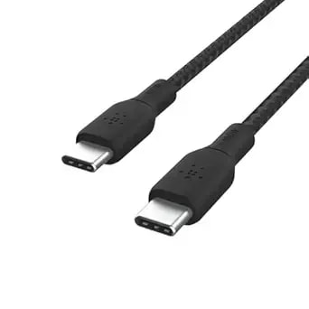 Belkin Usb C To Usb C Cable, 6.6ft, 100w - Type C Charger, Iphone Charger Cord, Braided, Flexible For Iphone 17, Galaxy s25, Pixel 10, Airpods, Ipad Pro, Tablet, Nintendo Switch 2 & More - Black