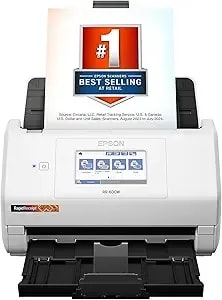 Epson Rapidreceipt Rr-600w Wireless Desktop Color 2-Sided Document & Tax Receipt Scanner With Scansmart Ai Pro Data Management Software For Pc & Mac Touchscreen & 100-Page Auto Document Feeder, White