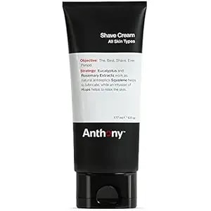 Anthony Shaving Cream Mens Sensitive Skin: Squalane, Eucalyptus, Spearmint And Rosemary Extracts, Help Soothe, Refresh, Cool, And Condition Your Skin For Shave 6 Fl Oz