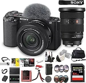 Sony Zv-e10 Mirrorless Camera Kit With 16-50mm Ii Power Zoom Lens (Black) - Aps-C Sensor - Compact Creator Tool + Sony 18-105mm Lens + 64gb Card + Color Filter Kit + Filter Kit + More