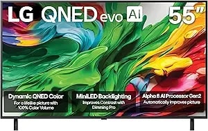 Lg 55-Inch Class Qned Evo Ai qned85a Series Mini Led 4k Smart Tv W/Ai Picture, Ai Sound, hdr10, Ai Super Upscaling 4k, Filmmaker Mode, Wow Orchestra, Alexa Built-In (55qned85aua, 2025)