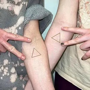 2 Sheets Colorful Geometric Triangle Small Tiny Temporary Tattoos For Adults, Triangle Geometric Fake Tattoo Stickers, Waterproof Long Lasting Body Art For Arm Wrist