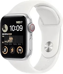 Apple Watch Se (2nd Gen) (Gps + Cellular, 40mm) - Silver Aluminum Case With White Sport Band, S/M (Renewed)