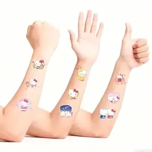 20 Sheets Kawaii Hellokitty Temporary Tattoos For Kids, Cute Sanrio Cartoon Birthday Party Favors, Decoration Sticker Gifts For Girl Boys Home Activity Class Prizes Carnival Christmas Rewards