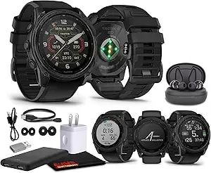 Garmin Tactix 8 51mm Solar Charged Display Smart Watch, Built-In Flashlight, 48 Days Battery Life, Premium Tactical Gps Smartwatch, Applied Ballistics Ultralight Solver Bundle + Earbuds And More