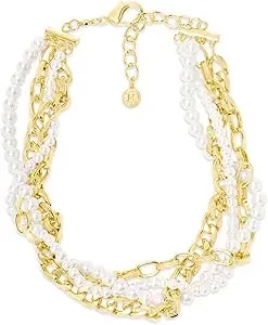 Martha Stewart Four Twisted Strand Pearl And Chain Necklace In Gold, For Women
