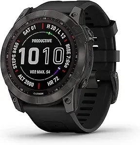 Garmin Fenix 7x Sapphire Solar, Larger Adventure Smartwatch, With Solar Charging Capabilities, Rugged Outdoor Watch With Gps, Touchscreen, Wellness Features, Carbon Gray Dlc Titanium With Black Band