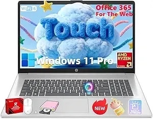 Hp 17.3" Touchscreen Business Laptop, Amd Ryzen 5 7430u (6-Core), 20gb Ram, 512gb Ssd, Large Anti-Glare Display, Backlit Keyboard, Wifi 6, Windows 11 Pro, Ideal For Office & Students, W/Accessories