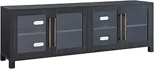 Henn&Hart Rectangular Tv Stand For Tv'S Up To 80" In Charcoal Gray, Electric Fireplace Tv Stands For The Living Room