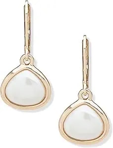 Anne Klein Gold And Pearl Lever-Back Earring Featuring Pearl Drop