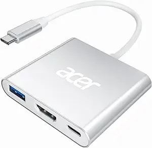 Acer Usb C To Hdmi Adapter, 4k Usb C Hub With 100w Pd, Usba 3.0 Port, Hdmi To Usbc Multiport Digital Av Converter For Macbook Neo/Pro/Air, Ipad, Tablets, Tv, Monitor And More (Silver)