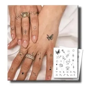 Semi Permanent Tattoo, Tiny Minimalist Fine Line Temporary Tattoos For Self-Expression, 2 Sheets, Lasts 7–15 Days, Waterproof & Non-Reflective