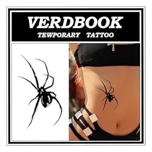 Waterproof Temporary Tattoos: 2-Sheet Tattoo Kit With Realistic Body Stickers, Semi-Permanent Tattoos For Adults Lasting 7-15 Days – Safe For Men & Women, Spider Tattoo Pattern