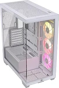 Corsair Icue Link 3500x Rgb Mid-Tower Atx Pc Case – Panoramic Tempered Glass – Reverse Connection Motherboard Compatible – 3x Corsair Icue Link rx120 Rgb Fans Included – White