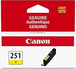 Canon Cli-251 Genuine Yellow Ink Tank, Compatible With mg6320, ip7220 & mg5420, mx922, mg5520, mg6420, mg7120, ix6820, ip8720, mg7520, mg6620, And mg5620 Printers