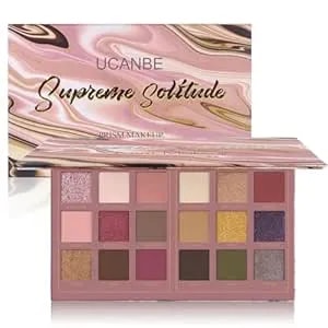 Ucanbe Matte Eyeshadow Palette Pro 18 Colors Pigmented Shimmer Glitter Eye Shadow Palette, Blendable Long Lasting Waterproof Rosy Makeup Cosmetics Halloween Valentine Gift Makeup Kit (04# Solitude)