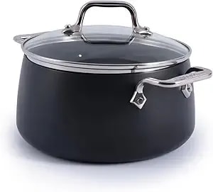 All-Clad ha1 Expert Hard Anodized Nonstick Stock Pot With Lid (4 Qt) For Pasta, Soup, Dishwasher-Safe, Oven-Safe Up To 500°F Compatible With All Stovetops (Gas, Electric & Induction) - Black